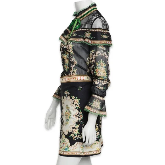 Wenoui Language Women's Black and Green Skirt and Blouse Set- Used - Size Medium